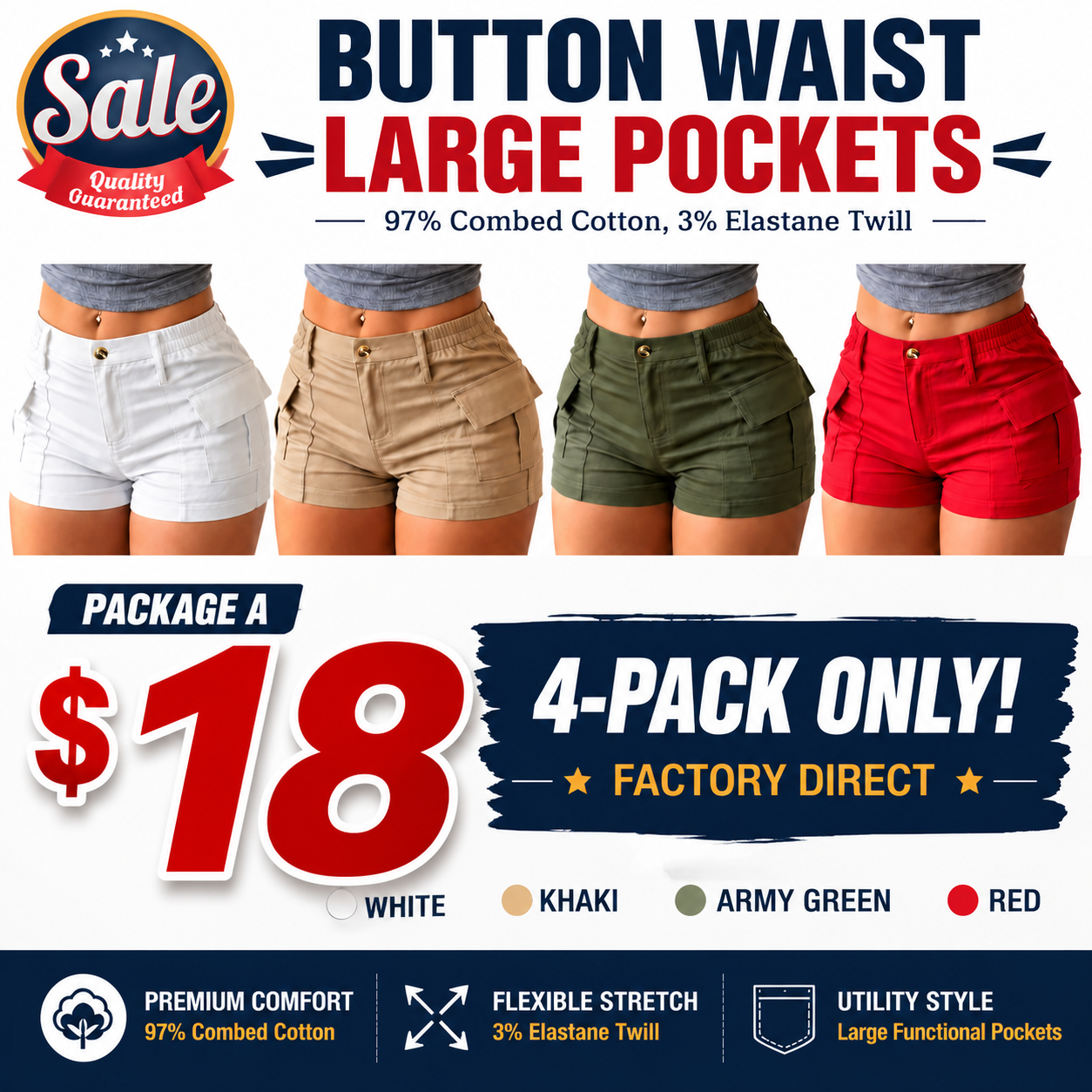 🛒 90% OFF NOW! Women’s summer cargo shorts