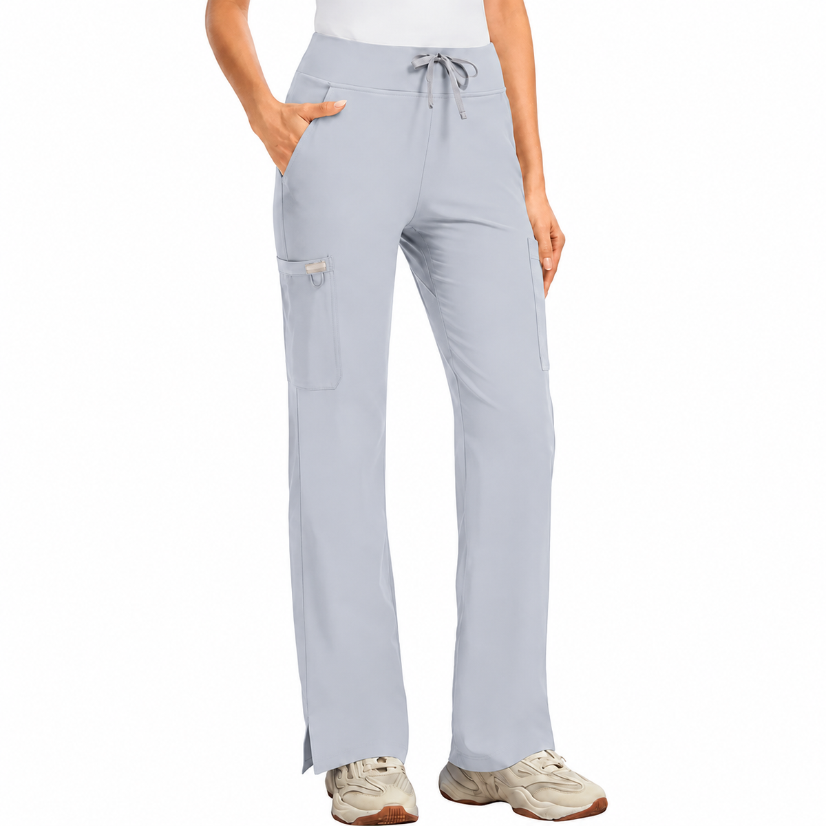 ❤️DEALS FOR YOU-Women's High-Rise Stretch Scrub Pants with Yoga Waistband, Side & Back Pockets