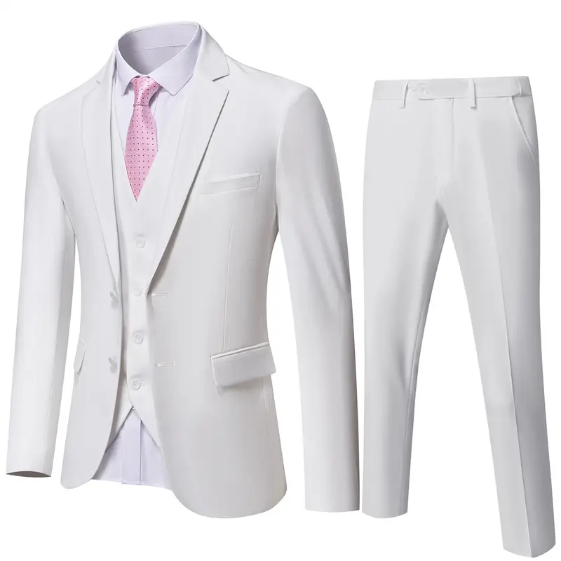 Men's 3 Piece Suit Set with Vest and Tie