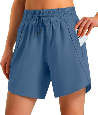 Women's Athletic Running Shorts Quick Dry with Zipper Pockets