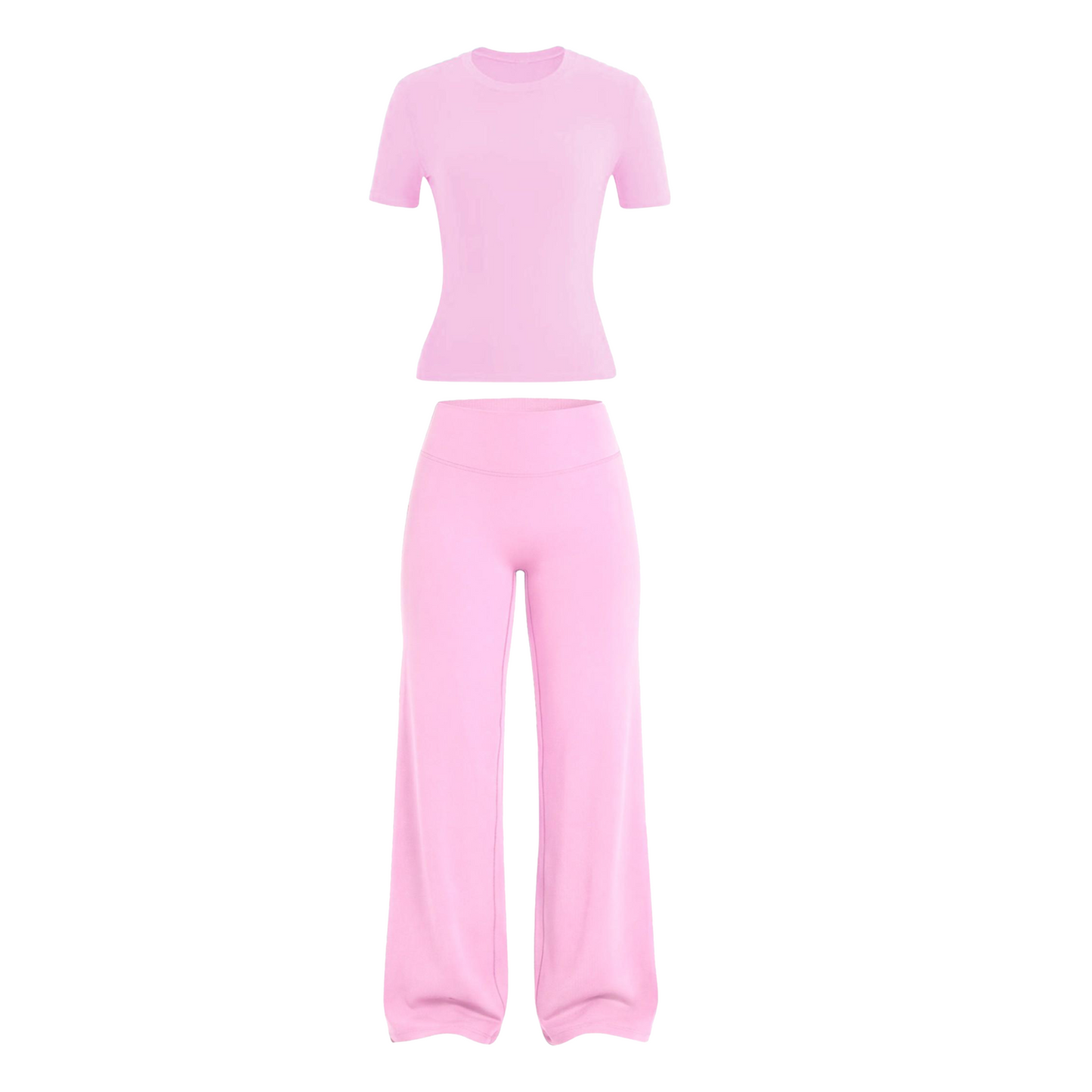 2026 New Women's Round Neck Tee & High-Waist Yoga Pants Two-Piece Set