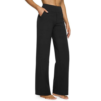 High Waist Wide Leg Yoga Pants for Women – Pockets, Stretch & All-Day Comfort