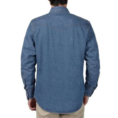 🔥🔥16-PACK-$38.8🔥Men's Long Sleeve Stone-Washed and Pre-Washed Denim Work Shirt