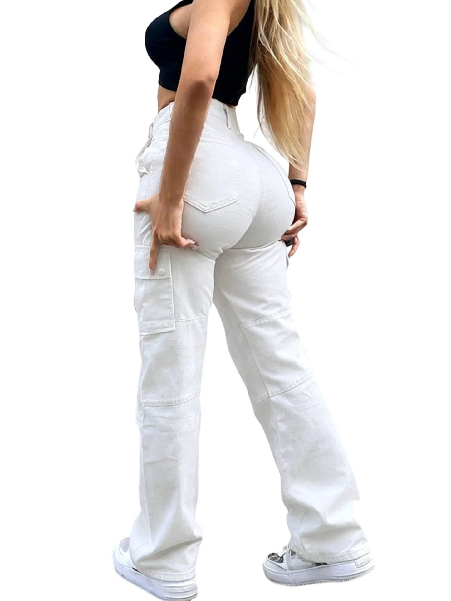 Women's Solid Multiple Pockets Cargo Pants, Casual Fashion Trousers