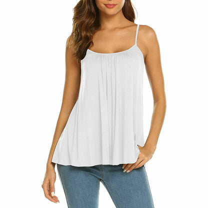 🔥Flash Sale⚡️Plus Size Camisoles Women with Built in Bra Tank Top Cami Sleeveless Summer Tops