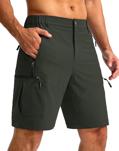 Men's Lightweight Cargo Shorts with 5 Zipper Pockets