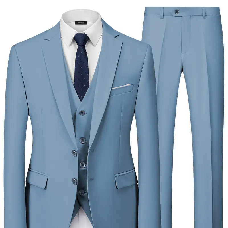 Men's 3 Piece Suit Set with Vest and Tie