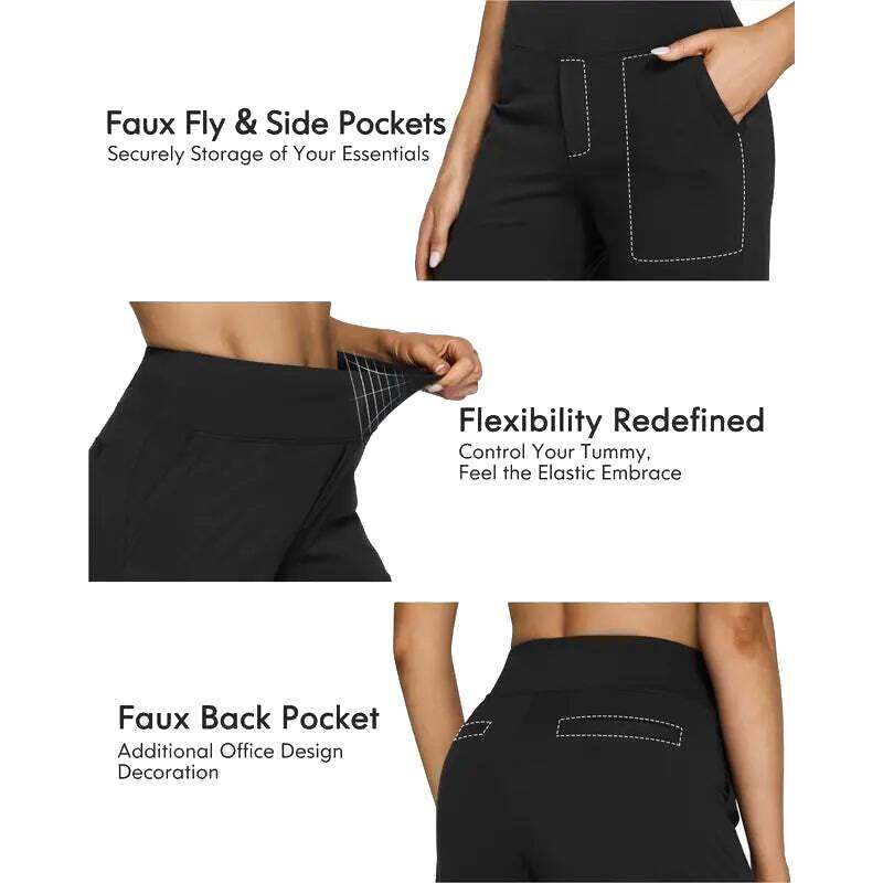 High Waist Wide Leg Yoga Pants for Women – Pockets, Stretch & All-Day Comfort