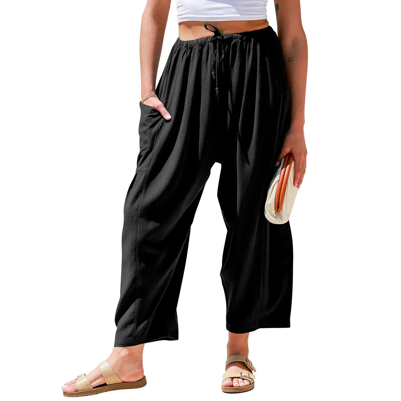 ✨Women's Linen Blend Wide Leg Pants with Pockets