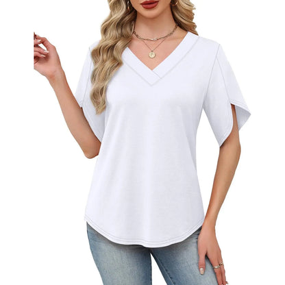 Womens Summer Tops Short Petal Sleeve Shirts
