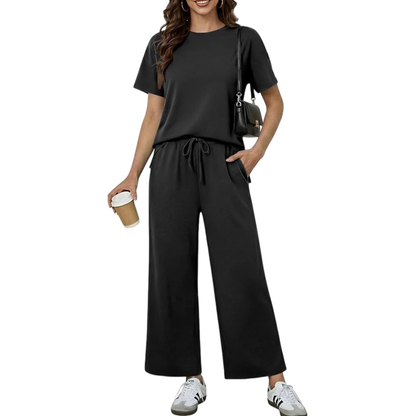 2 Piece Sets for Women Soft Short Sleeve Matching Lounge Set
