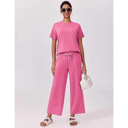 2 Piece Sets for Women Soft Short Sleeve Matching Lounge Set