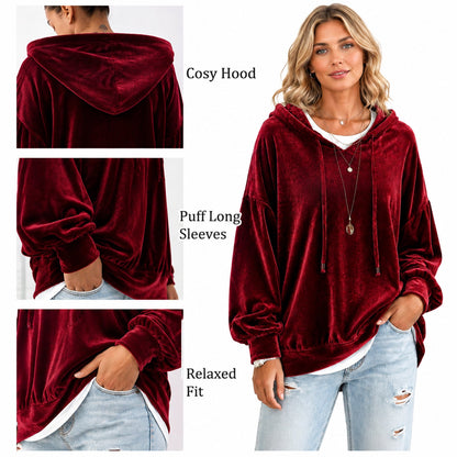 🔥Limited-Time Promotion Women's Loose Velvet Drawstring Hoodie