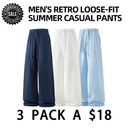 Men Retro Loose Drawstring Breathable Summer Casual Linen Pants