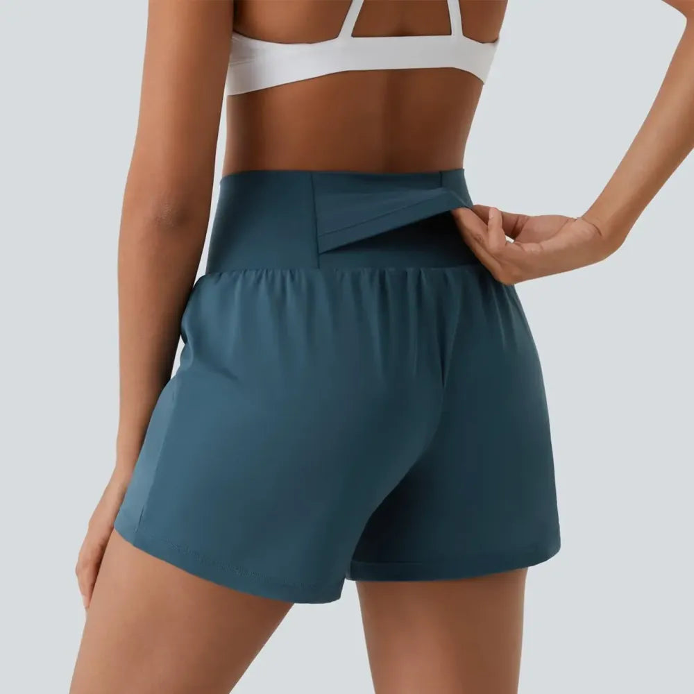 🔥Last day promotion🔥 Hala [2-in-1 Anti-Exposure Sports Shorts] Women's 2-in-1 Sports Shorts, Anti-Exposure Running Shorts With Pockets