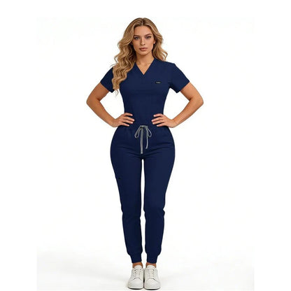 Women's Daily Wear Two-Piece Outfit, Anti-Pilling Lightweight Breathable Multi-Pocket Top & Side Pocket Jogger Pants