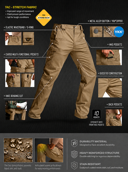 🔥Clearance sale, limited stock 🔥Men's Flex Stretch Tactical Pants, Water Resistant Ripstop Cargo Pants