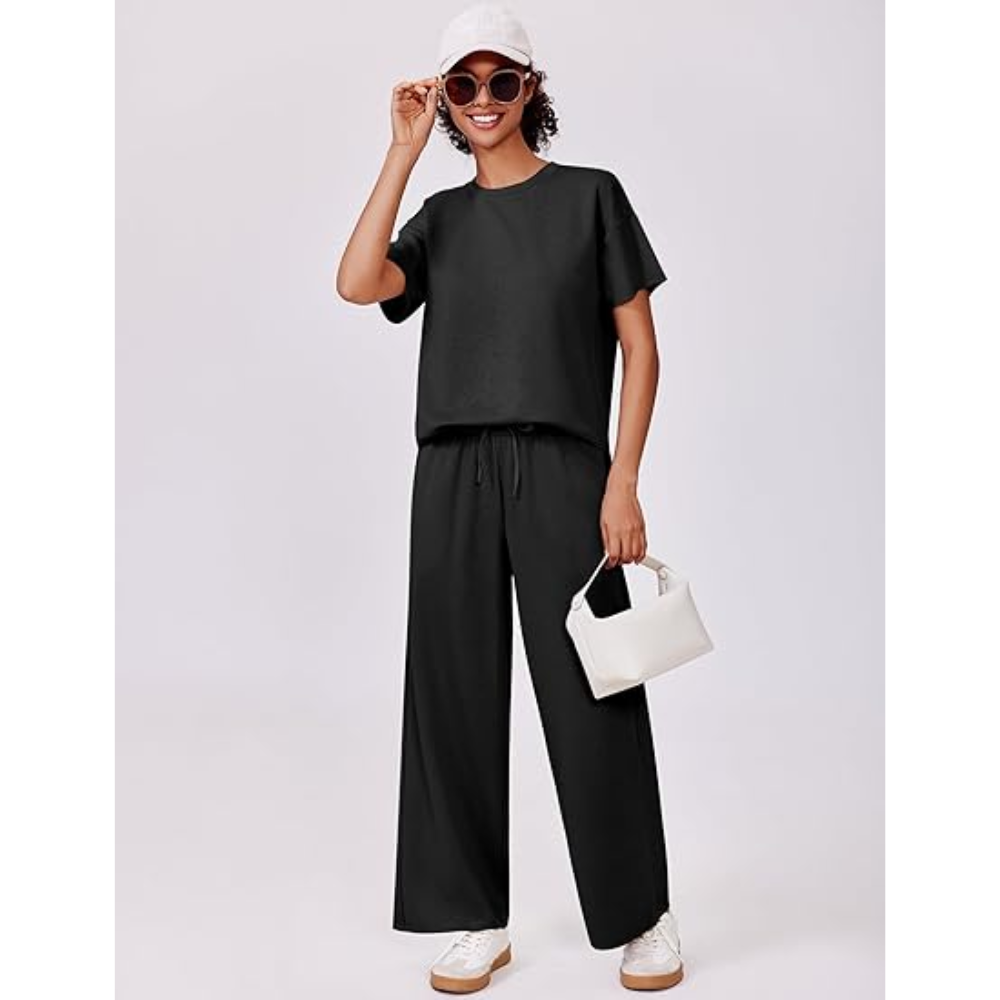 2 Piece Sets for Women Soft Short Sleeve Matching Lounge Set