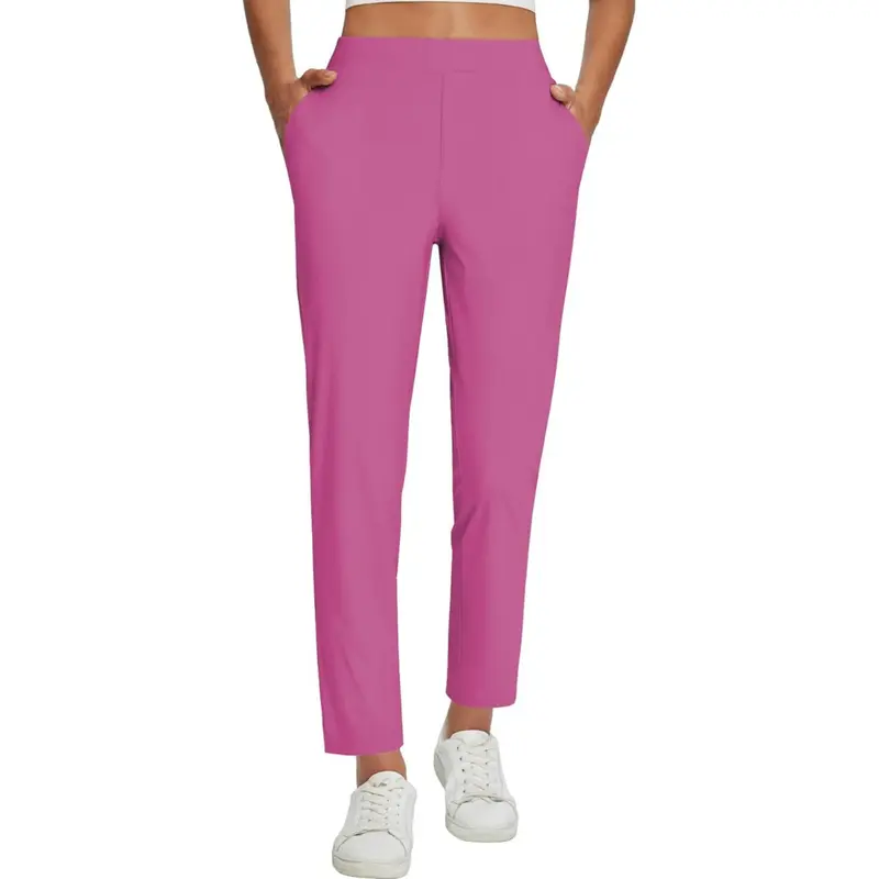 Women's Lightweight Breathable Stretch Ankle Pants - Soft UPF50+ Summer Trousers with Zipper Pockets