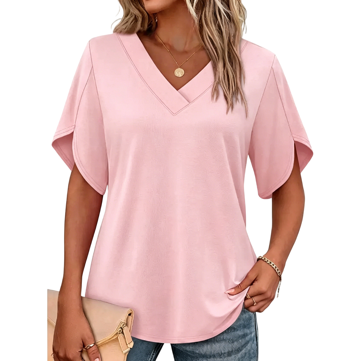 Womens Summer Tops Short Petal Sleeve Shirts