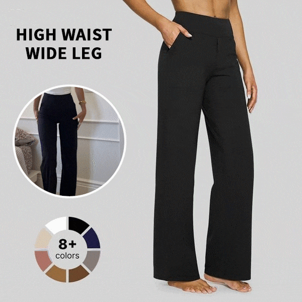 High Waist Wide Leg Yoga Pants for Women – Pockets, Stretch & All-Day Comfort