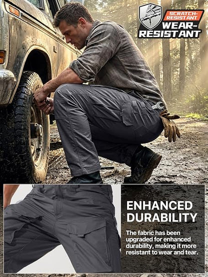 Men's Cargo Pants,Tactical Pants for Men Stretch,Durable Ripstop EDC Work Pants for Hiking