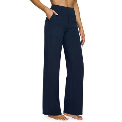 High Waist Wide Leg Yoga Pants for Women – Pockets, Stretch & All-Day Comfort