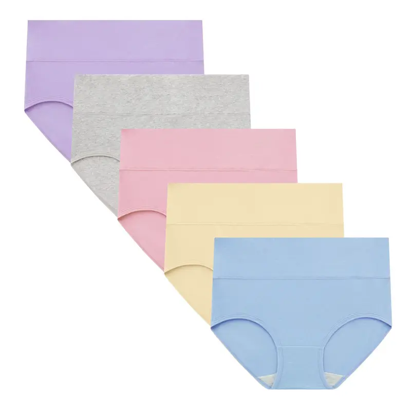 Women's High Waist Cotton Briefs – Soft Breathable 5-Pack Underwear