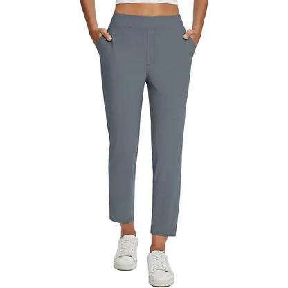 Women's Lightweight Breathable Stretch Ankle Pants - Soft UPF50+ Summer Trousers with Zipper Pockets