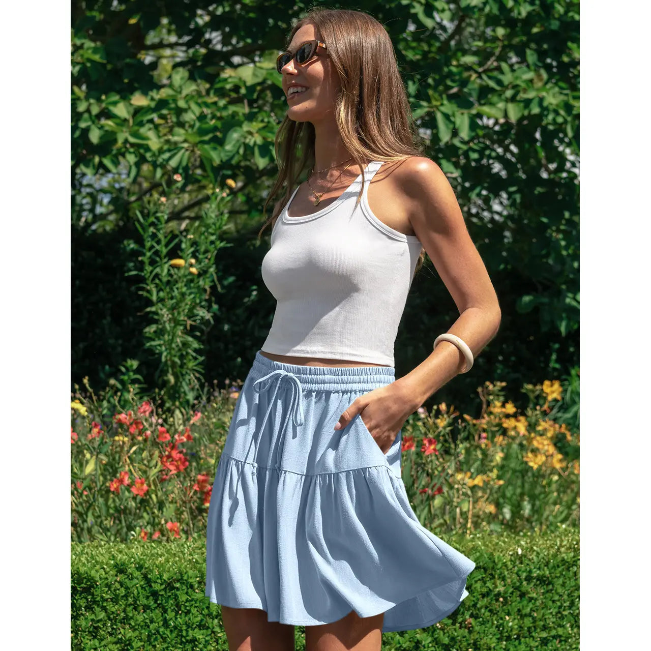 Women's Linen Blend Culotte Shorts