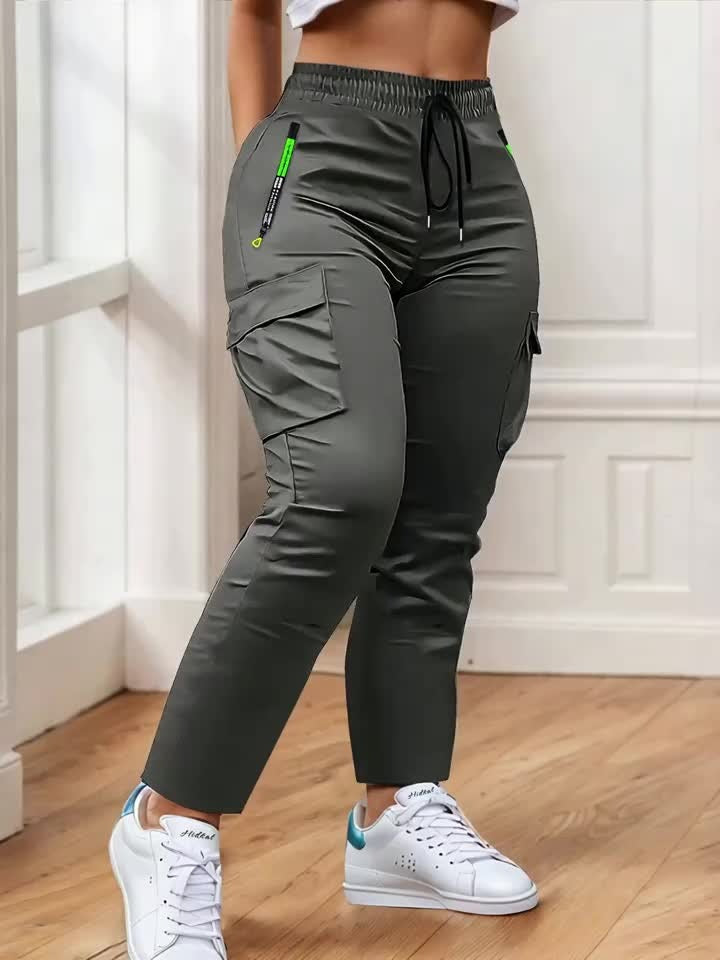 Women's work trousers - non-stretch trousers with adjustable drawstring waistband