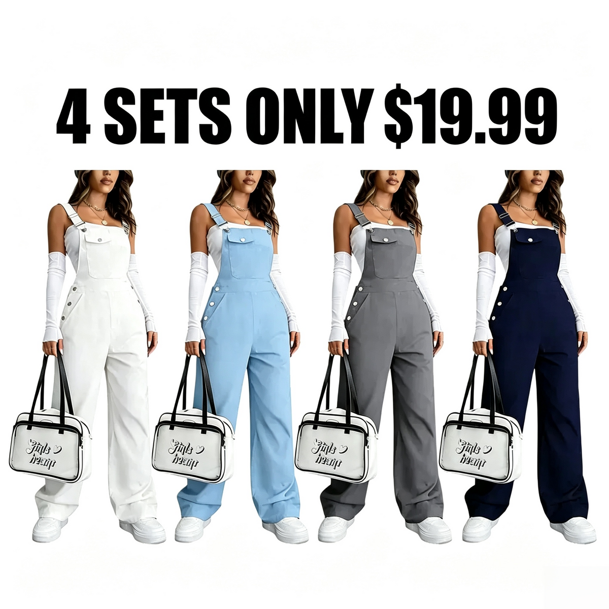 Women's solid color jumpsuit with pockets