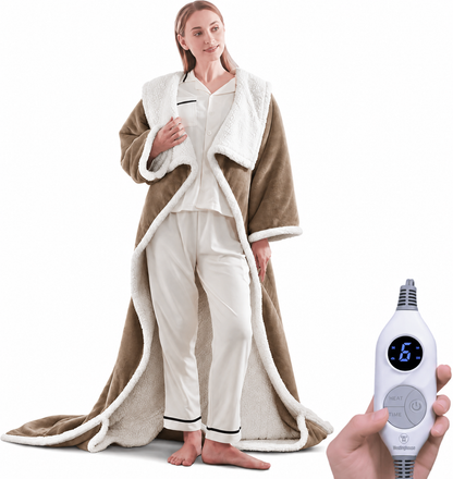 Made for You 💕Wearable Heated Blanket with Foot Pocket Sherpa🔥Overheat Protection & Auto Shut-Off