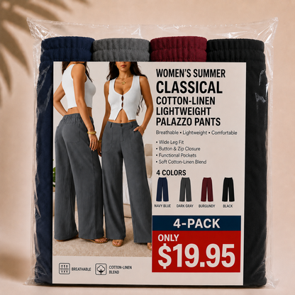 ⚡Women's Summer Classical Cotton-Linen Lightweight Palazzo Pants