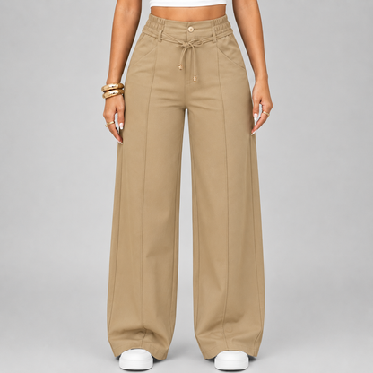 💝Last Day Promotion⚡New Summer Drawstring High Waist Wide Leg Pants