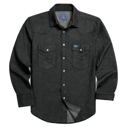 🔥🔥16-PACK-$38.8🔥Men's Long Sleeve Stone-Washed and Pre-Washed Denim Work Shirt