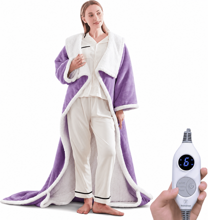 Made for You 💕Wearable Heated Blanket with Foot Pocket Sherpa🔥Overheat Protection & Auto Shut-Off