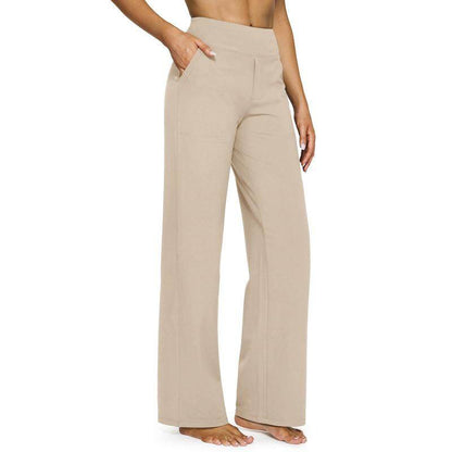 High Waist Wide Leg Yoga Pants for Women – Pockets, Stretch & All-Day Comfort