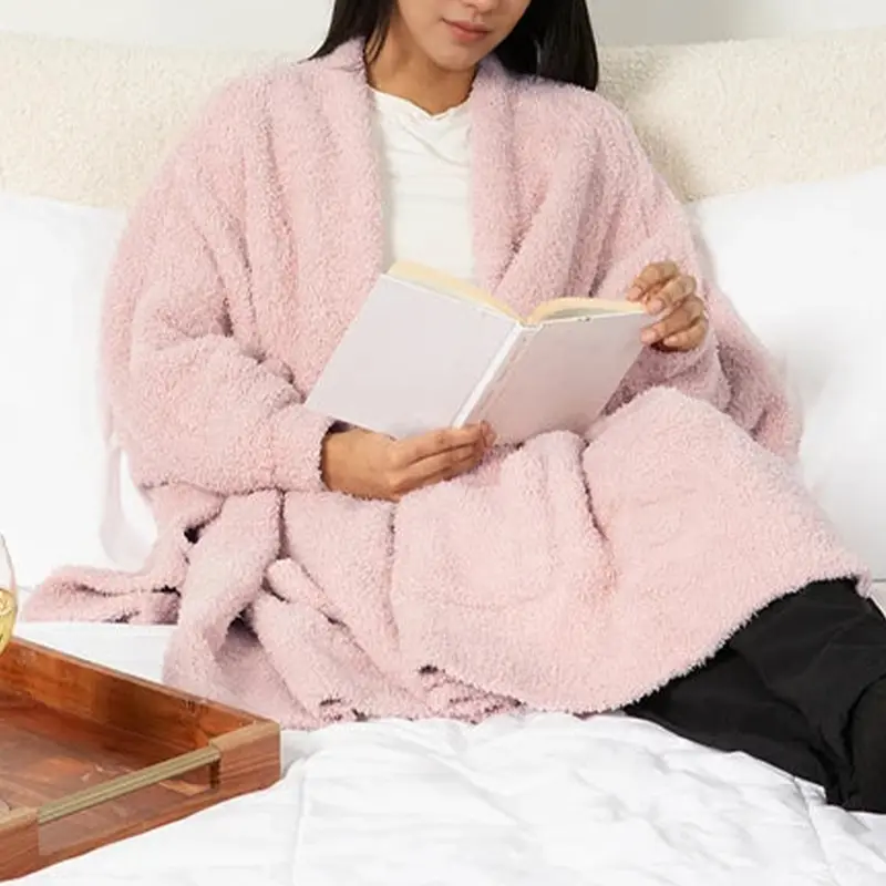 🔥Women's Sherpa Wearable Blanket Poncho - One Size (100% Cotton)