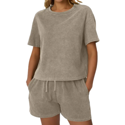 🌿 100% Cotton Women’s Y2K Acid Wash 2-Piece Tank Top & Shorts Set