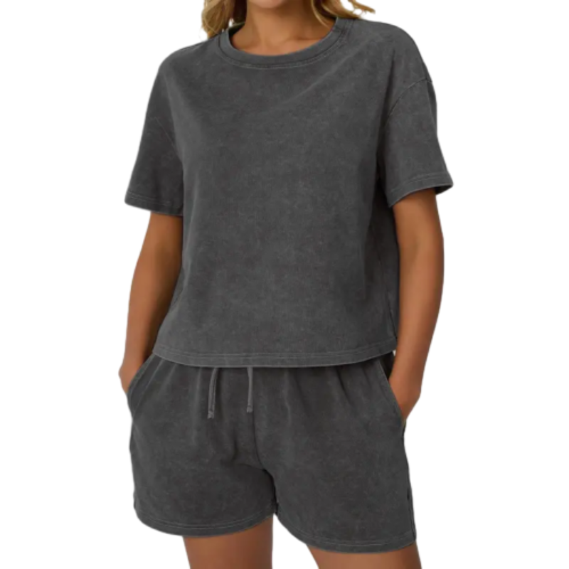 🌿 100% Cotton Women’s Y2K Acid Wash 2-Piece Tank Top & Shorts Set