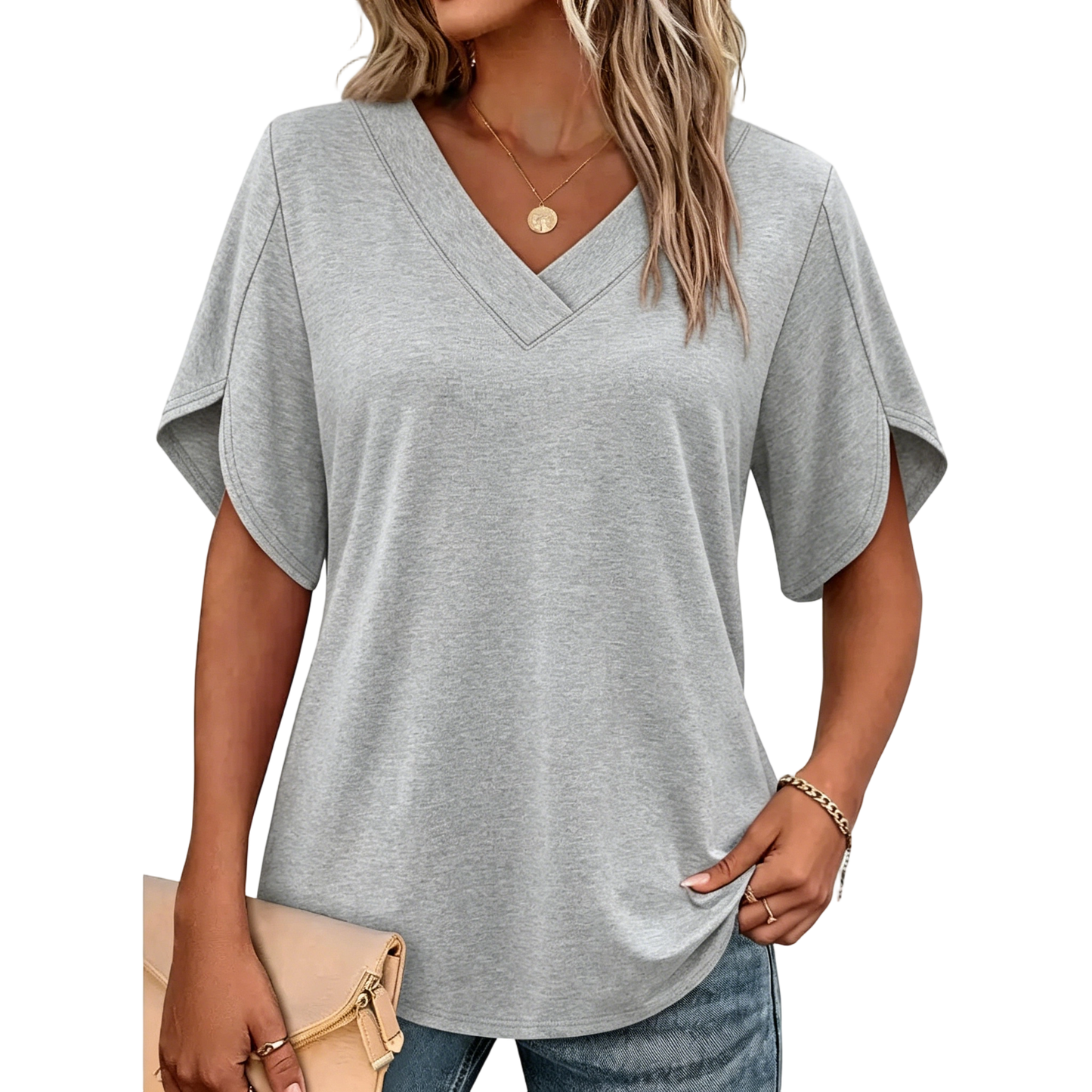 Womens Summer Tops Short Petal Sleeve Shirts