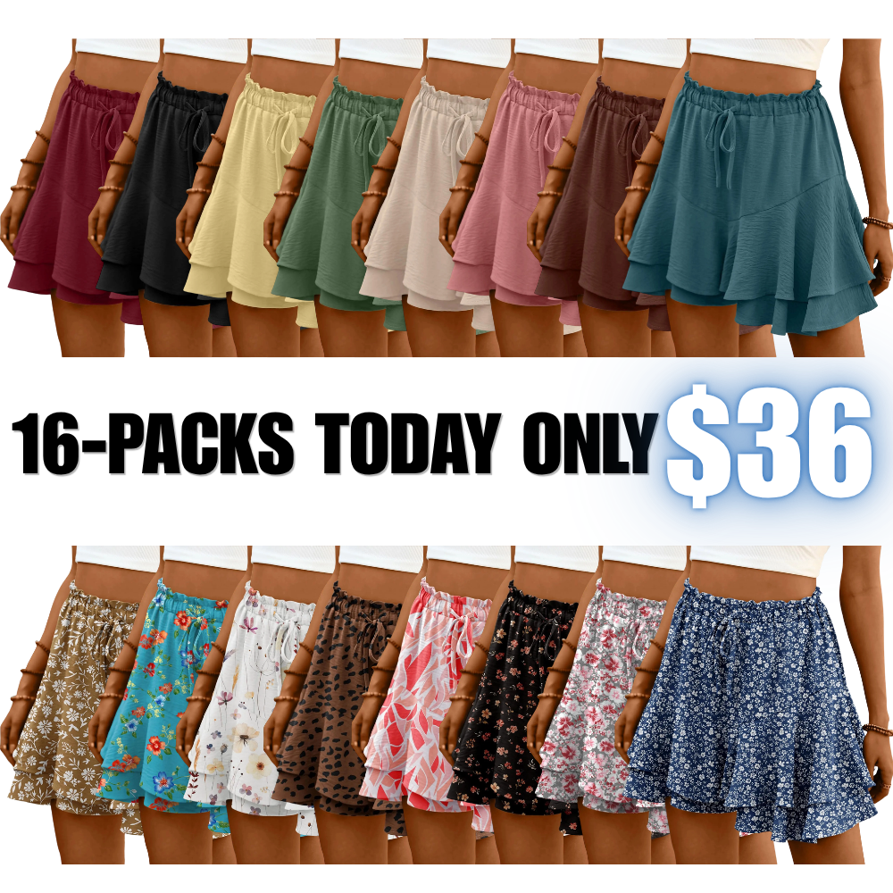 Flowy Shorts for Women Boho Ruffle Tiered Butterfly Skorts