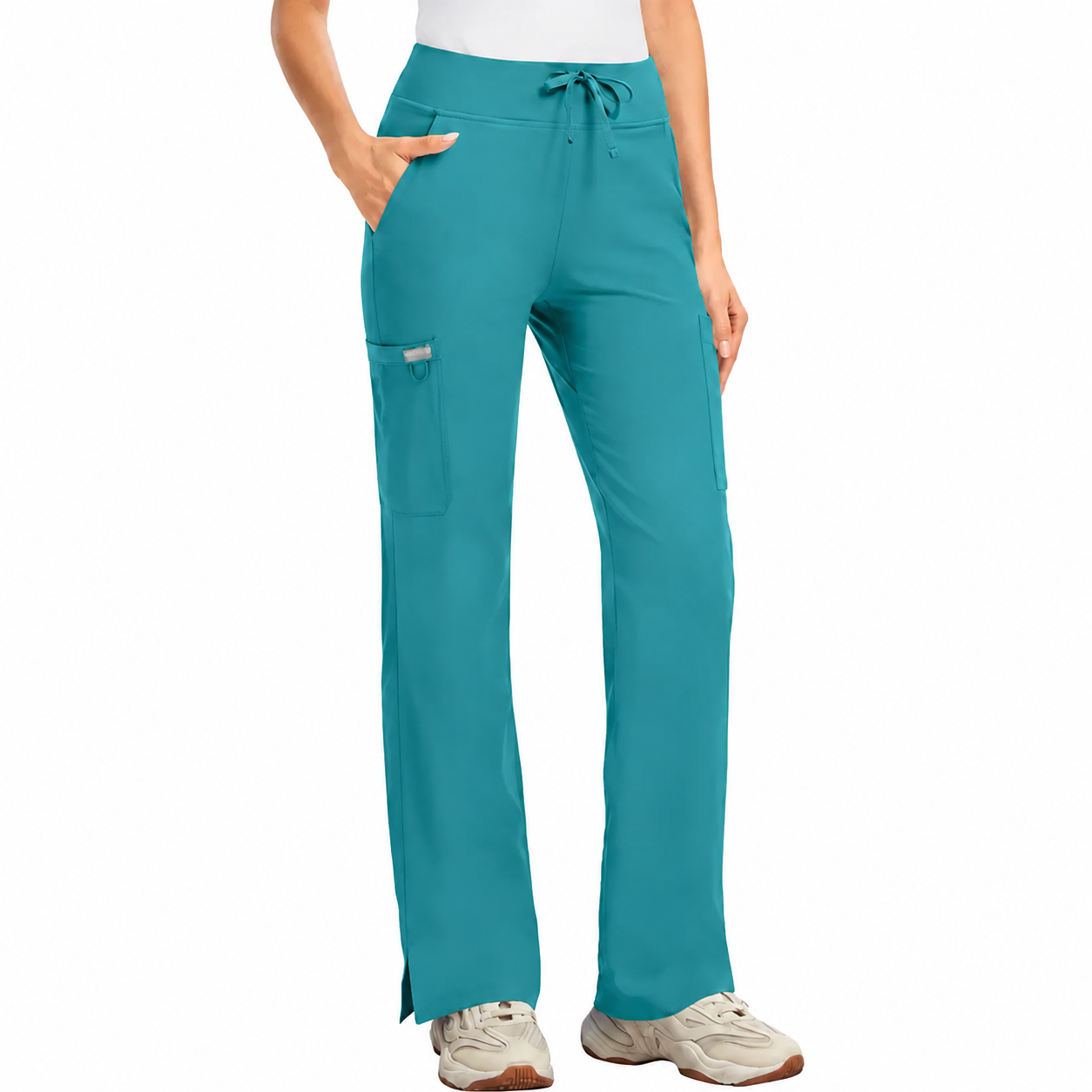 ❤️DEALS FOR YOU-Yoga Scrub Pants Women High-Rise Straight Leg Uniform Cargo Bottom with Yoga Waistband,5 Pockets&4-Way Stretch