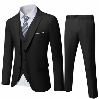 Men's 3 Piece Suit Set with Vest and Tie