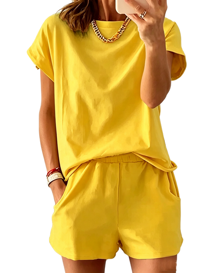 Women’s Lounge Set Short Sleeve Top Shorts 2 Piece Casual Summer Outfit