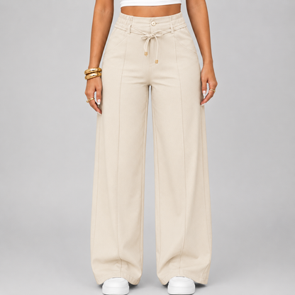 💝Last Day Promotion⚡New Summer Drawstring High Waist Wide Leg Pants