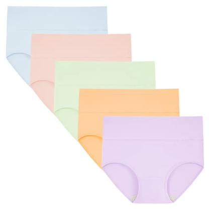 Women's High Waist Cotton Briefs – Soft Breathable 5-Pack Underwear