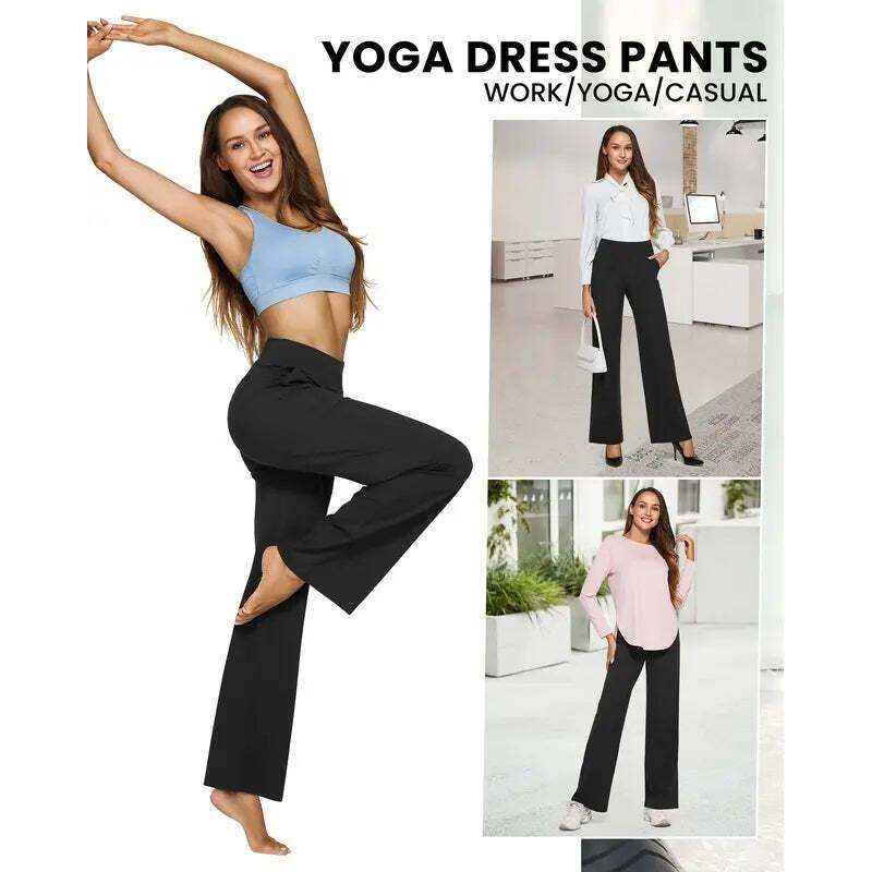 High Waist Wide Leg Yoga Pants for Women – Pockets, Stretch & All-Day Comfort