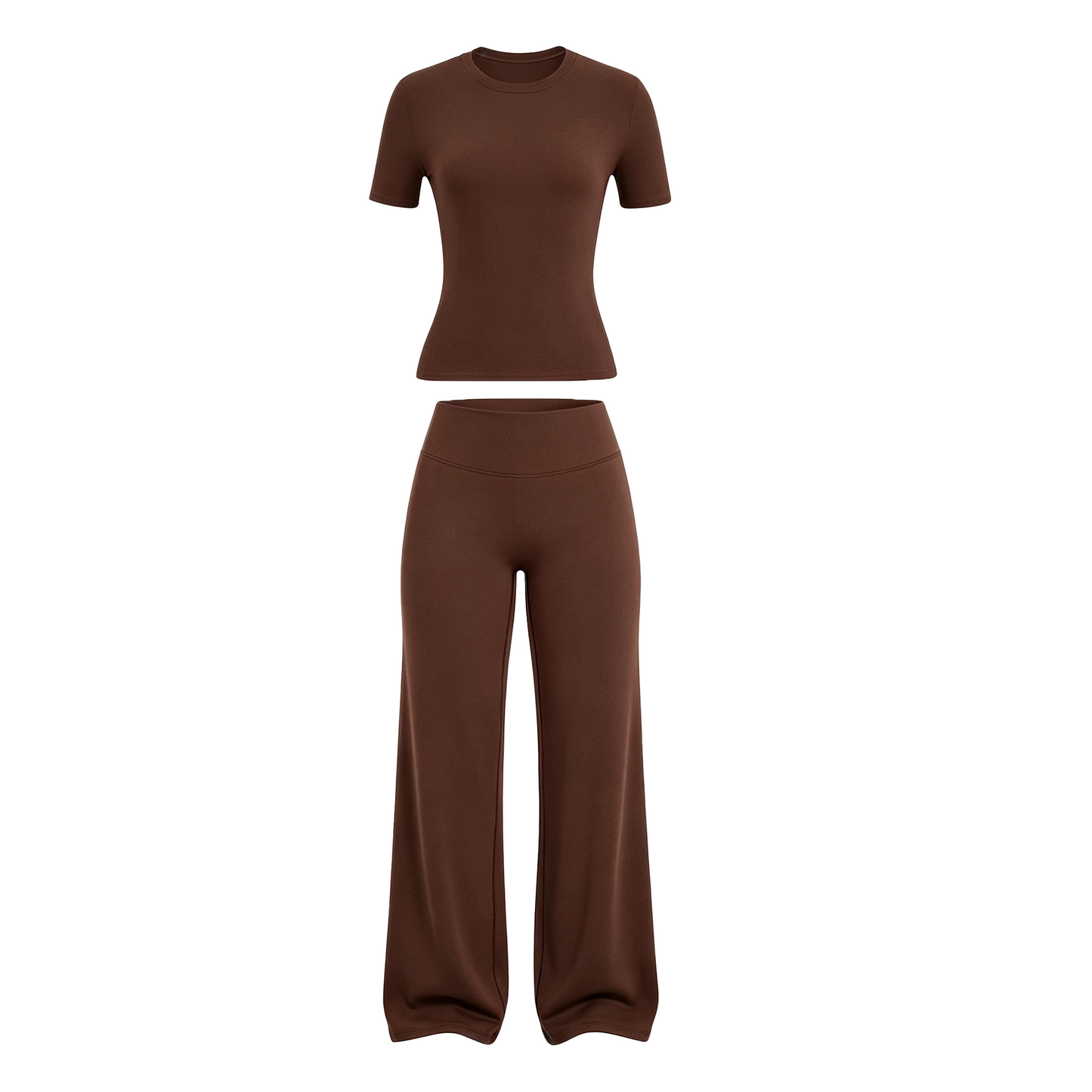 2026 New Women's Round Neck Tee & High-Waist Yoga Pants Two-Piece Set